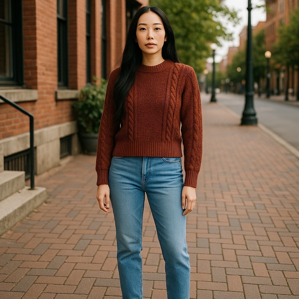 Reformation Chocolate Cable Knit Sweater